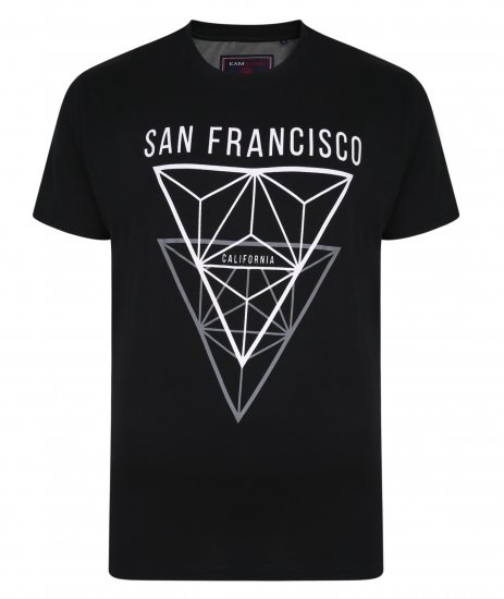 Kam Jeans 5334 San Fransisco Tee Black - Majice Kratkih Rukava - Muške Majice Kratkih Rukava Veliki Brojevi 