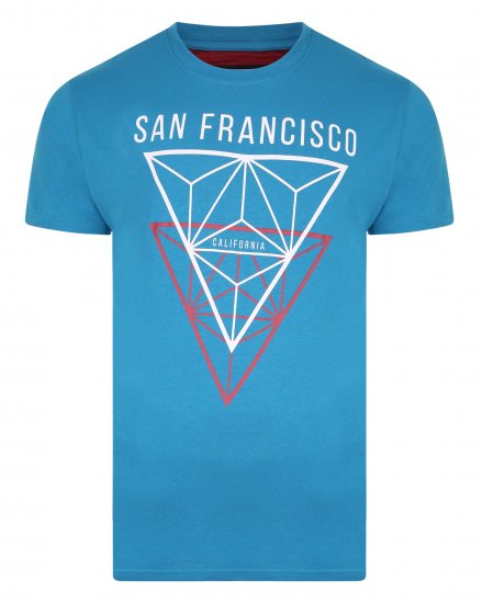 Kam Jeans 5334 San Fransisco Tee Blue - Majice Kratkih Rukava - Muške Majice Kratkih Rukava Veliki Brojevi 