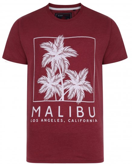 Kam Jeans 5336 Malibu T-Shirt Burgundy - Majice Kratkih Rukava - Muške Majice Kratkih Rukava Veliki Brojevi 