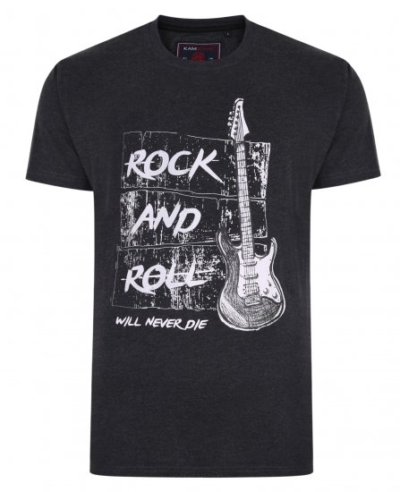 Kam Jeans 5338 Rock And Roll Tee Charcoal - Majice Kratkih Rukava - Muške Majice Kratkih Rukava Veliki Brojevi 