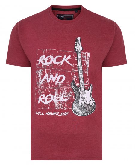 Kam Jeans 5338 Rock And Roll Tee Wine - Majice Kratkih Rukava - Muške Majice Kratkih Rukava Veliki Brojevi 