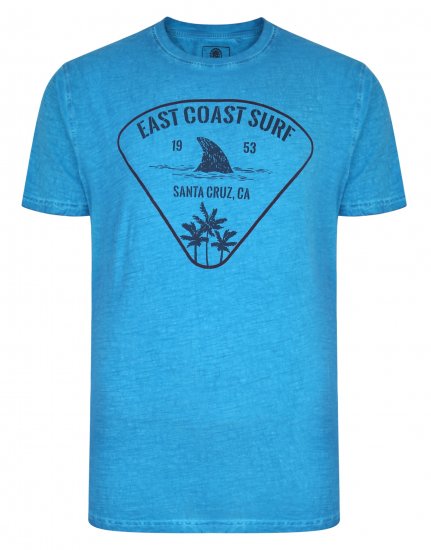 Kam Jeans East Coast Crew Neck Tee Turk Blue - Majice Kratkih Rukava - Muške Majice Kratkih Rukava Veliki Brojevi 