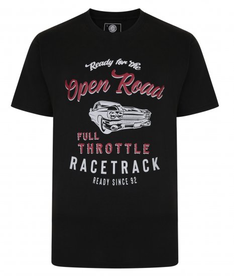 Kam Jeans 5342 Open Road Tee Black - Majice Kratkih Rukava - Muške Majice Kratkih Rukava Veliki Brojevi 