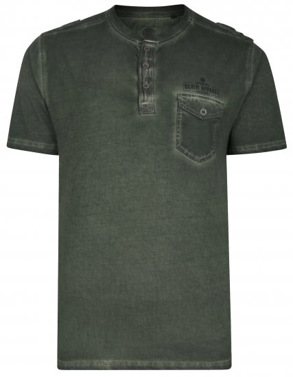 Kam Jeans 5343 Grandad Collar Fashion Tee khaki - Majice Kratkih Rukava - Muške Majice Kratkih Rukava Veliki Brojevi 