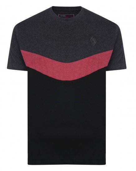 Kam Jeans Contrast Colours Crew Neck Tee Charcoal - Majice Kratkih Rukava - Muške Majice Kratkih Rukava Veliki Brojevi 