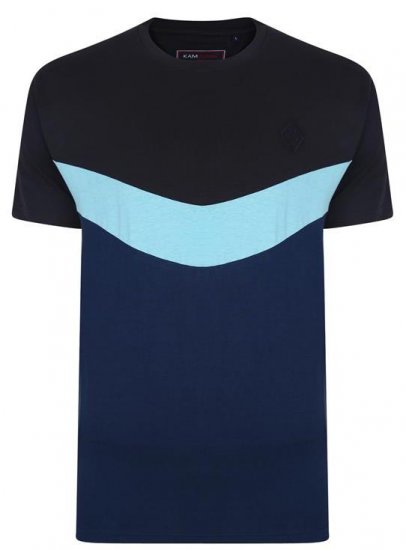 Kam Jeans Contrast Colours Crew Neck Tee Navy - Majice Kratkih Rukava - Muške Majice Kratkih Rukava Veliki Brojevi 