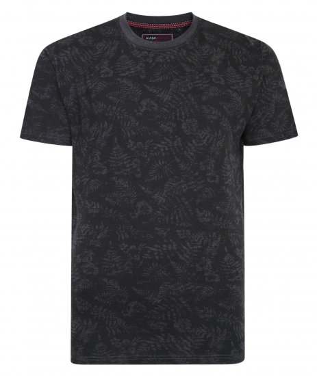 Kam Jeans 5345 Leaf Tee Charcoal - Majice Kratkih Rukava - Muške Majice Kratkih Rukava Veliki Brojevi 