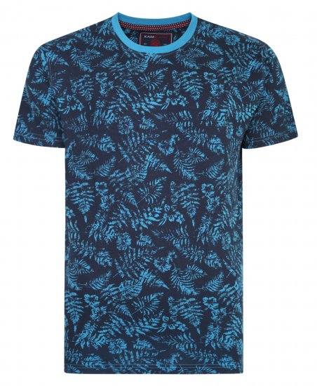 Kam Jeans 5345 Leaf Tee Blue - Majice Kratkih Rukava - Muške Majice Kratkih Rukava Veliki Brojevi 