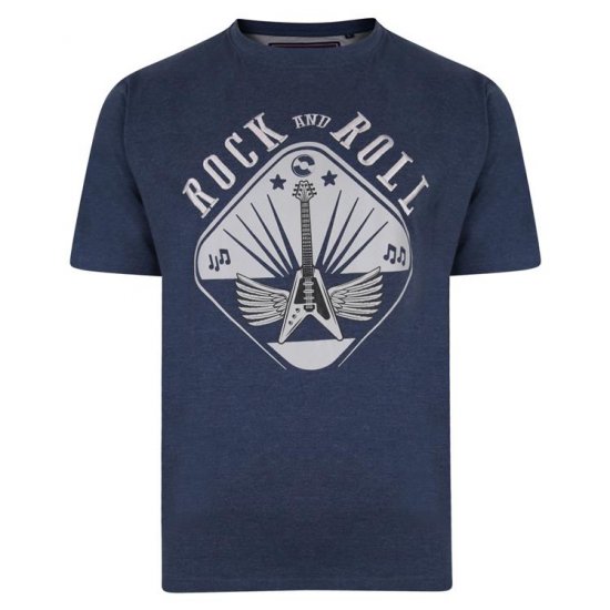 Kam Jeans 5349 Rock N Roll T-shirt Indigo - Majice Kratkih Rukava - Muške Majice Kratkih Rukava Veliki Brojevi 