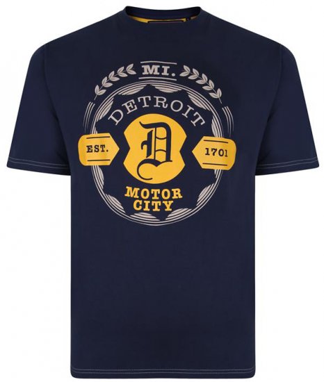 Kam Jeans 5350 Detroits Motors T-shirt Indigo - Majice Kratkih Rukava - Muške Majice Kratkih Rukava Veliki Brojevi 