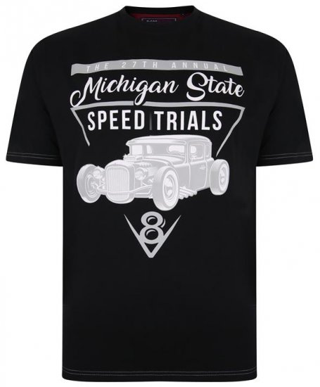 Kam Jeans 5352 Michigan State T-shirt Black - Majice Kratkih Rukava - Muške Majice Kratkih Rukava Veliki Brojevi 