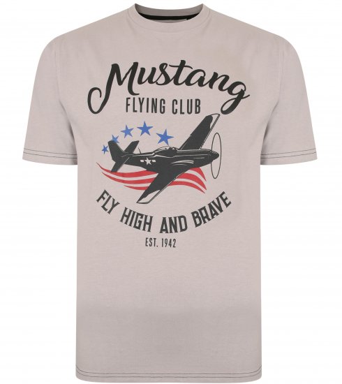 Kam Jeans Mustang Flying Club T-shirt Ash - Majice Kratkih Rukava - Muške Majice Kratkih Rukava Veliki Brojevi 