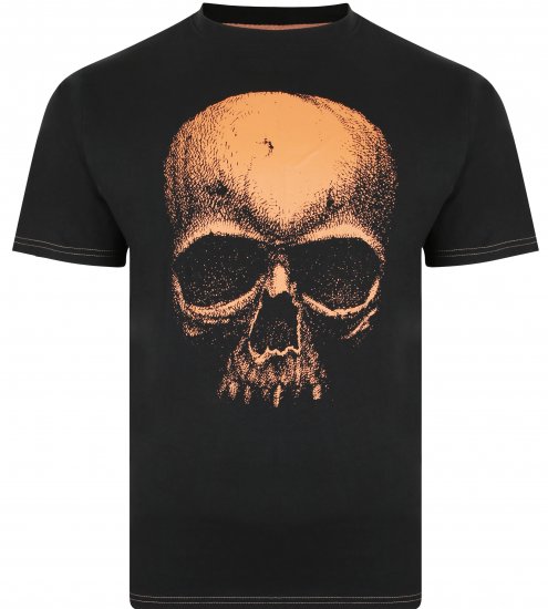 Kam Jeans 5374 Ghost Skull Print T-shirt Black - Majice Kratkih Rukava - Muške Majice Kratkih Rukava Veliki Brojevi 