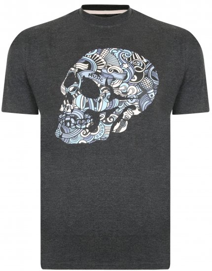 Kam Jeans 5376 Music Skull Print Tee Charcoal - Majice Kratkih Rukava - Muške Majice Kratkih Rukava Veliki Brojevi 
