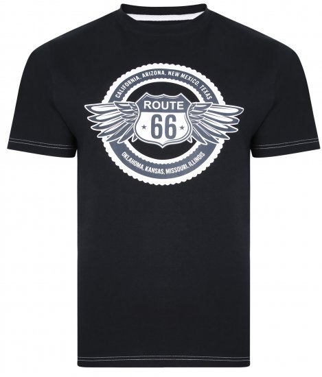 Kam Jeans 5388 Route 66 T-Shirt Black - Majice Kratkih Rukava - Muške Majice Kratkih Rukava Veliki Brojevi 