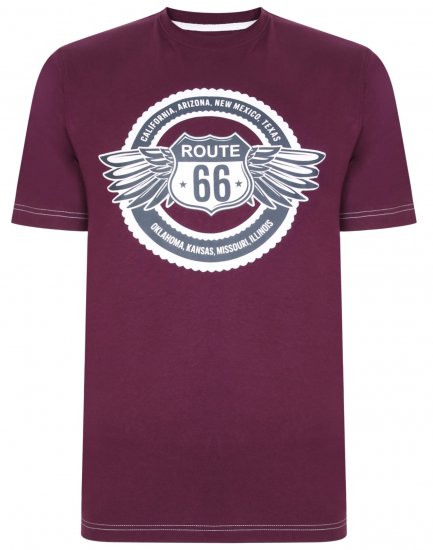 Kam Jeans 5388 Route 66 T-Shirt Purple - Majice Kratkih Rukava - Muške Majice Kratkih Rukava Veliki Brojevi 
