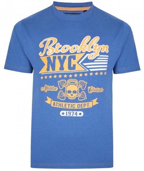 Kam Jeans 5389 Brooklyn NYC T-Shirt Blue - Majice Kratkih Rukava - Muške Majice Kratkih Rukava Veliki Brojevi 