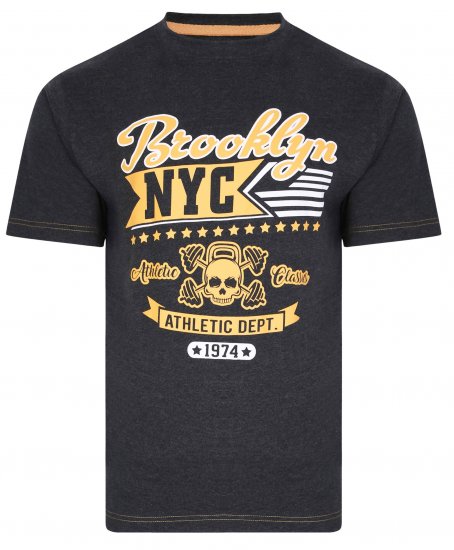 Kam Jeans 5389 Brooklyn NYC T-Shirt Charcoal - Majice Kratkih Rukava - Muške Majice Kratkih Rukava Veliki Brojevi 