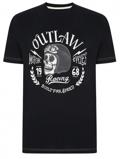 Kam Jeans 5391 Outlaws Skull Print T-Shirt - Majice Kratkih Rukava - Muške Majice Kratkih Rukava Veliki Brojevi 