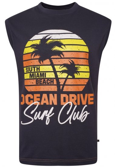 Kam Jeans 5398 Miami Beach Sleeveless Tee Indigo - Majice Kratkih Rukava - Muške Majice Kratkih Rukava Veliki Brojevi 