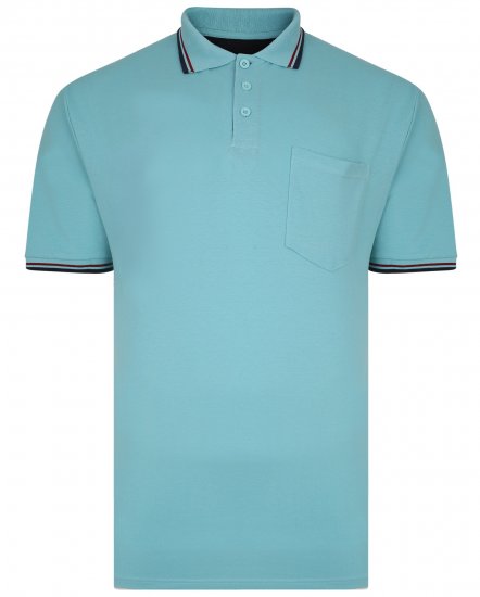 Kam Jeans 5400B Tipped Polo with Pocket Aqua - Polo majice - Muške Polo Majice Veliki Brojevi