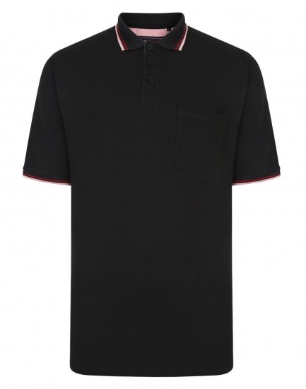 Kam Jeans Polo with Pocket Black - Polo majice - Muške Polo Majice Veliki Brojevi