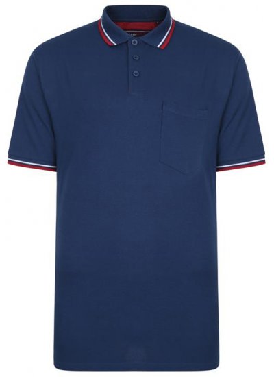 Kam Jeans 5400B Tipped Polo with Pocket Insignia Blue - Polo majice - Muške Polo Majice Veliki Brojevi