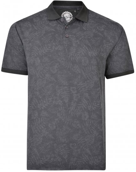 Kam Jeans 5418 Leaf print Polo Charcoal - Polo majice - Muške Polo Majice Veliki Brojevi