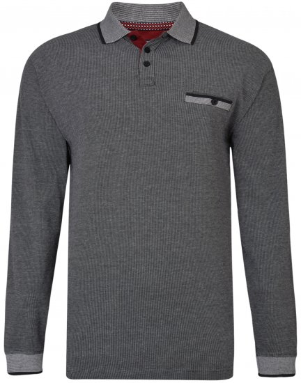 Kam Jeans 5429 Long Sleeve Polo Black - Polo majice - Muške Polo Majice Veliki Brojevi