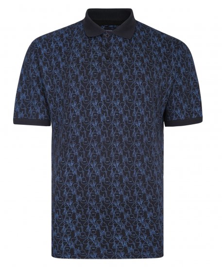 Kam Jeans Guitar Print Polo Midnight - Polo majice - Muške Polo Majice Veliki Brojevi