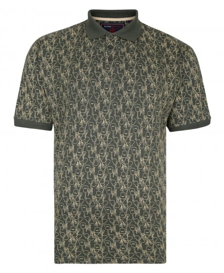 Kam Jeans Guitar Print Polo Olive - Polo majice - Muške Polo Majice Veliki Brojevi