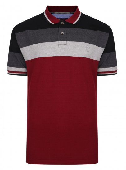 Kam Jeans Contrast Stripe Polo Grey - Polo majice - Muške Polo Majice Veliki Brojevi
