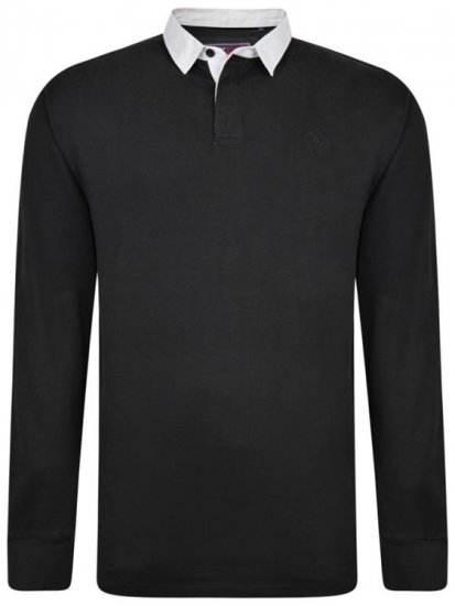Kam Jeans 5443 LS Rugby Polo Black - Polo majice - Muške Polo Majice Veliki Brojevi
