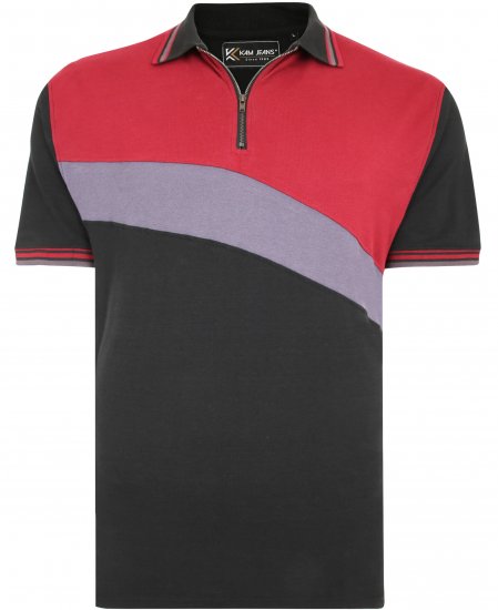 Kam Jeans 5448 Cut & Saw Polo with Zip Black - Polo majice - Muške Polo Majice Veliki Brojevi
