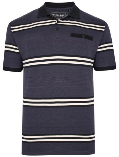 Kam Jeans 5452 Yarn Dye Srtipe Polo Charcoal - Polo majice - Muške Polo Majice Veliki Brojevi