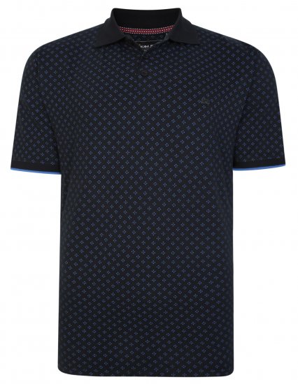 Kam Jeans 5455 Dobby Print Polo Black - Polo majice - Muške Polo Majice Veliki Brojevi