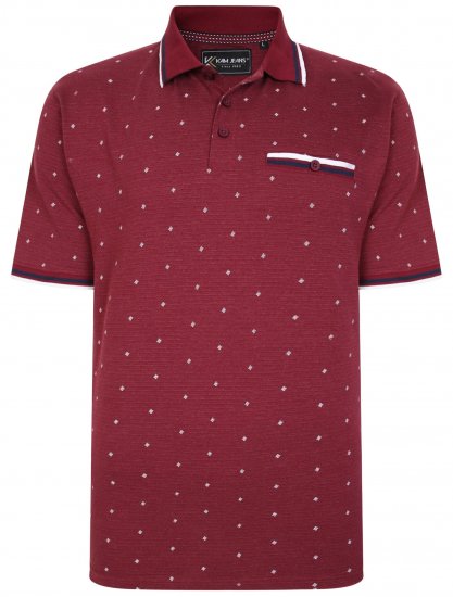 Kam Jeans 5456 Drop Needle Jersey Polo with Dobby Print Burgundy - Polo majice - Muške Polo Majice Veliki Brojevi
