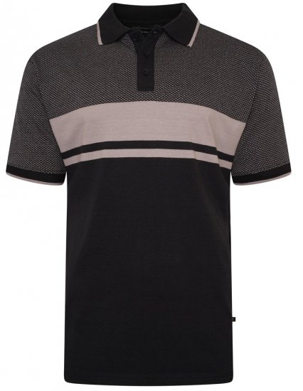 Kam Jeans 5462 Dobby Weave Polo Black - Polo majice - Muške Polo Majice Veliki Brojevi
