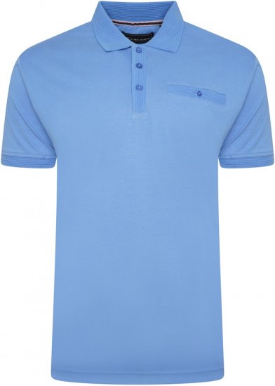 Kam Jeans 5498 Jersey Polo with Self Stripe Jacquard Collar/Cuffs Royal Blue - Polo majice - Muške Polo Majice Veliki Brojevi
