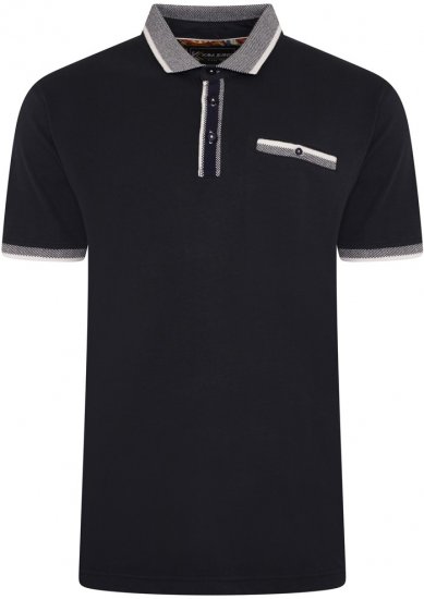 Kam Jeans 5499 Jersey Polo with Jacquard Collar/Cuffs Navy - Polo majice - Muške Polo Majice Veliki Brojevi