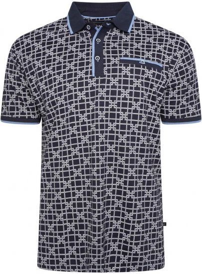 Kam Jeans 5516 Geo-Print Polo Navy - Polo majice - Muške Polo Majice Veliki Brojevi