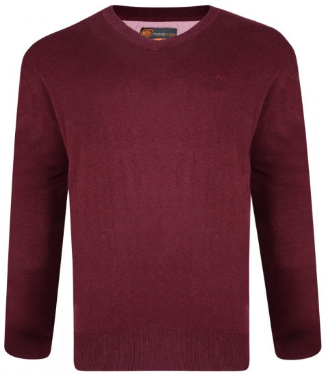 Kam Jeans V-neck Knitted Sweater Burgundy - Puloveri & dukserice - Muške Puloveri & dukserice veliki brojevi