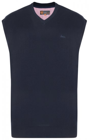 Kam Jeans V-neck Knitted Vest Navy - Puloveri & dukserice - Muške Puloveri & dukserice veliki brojevi