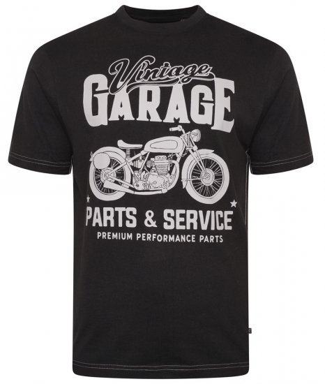 Kam Jeans 5702 Vintage Print T-Shirt Black - Majice Kratkih Rukava - Muške Majice Kratkih Rukava Veliki Brojevi 