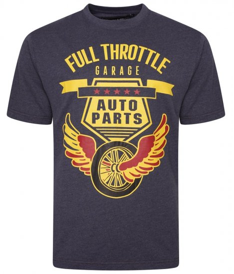 Kam Jeans 5703 Full Throttle T-Shirt Indigo - Majice Kratkih Rukava - Muške Majice Kratkih Rukava Veliki Brojevi 