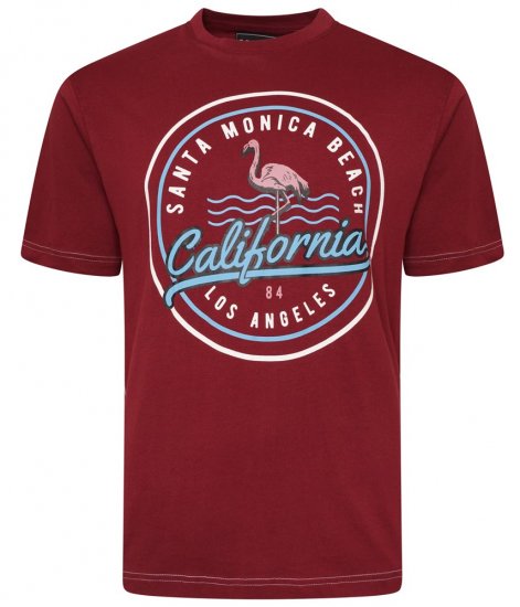Kam Jeans 5707 Santa Monica Tee Burgundy - Majice Kratkih Rukava - Muške Majice Kratkih Rukava Veliki Brojevi 