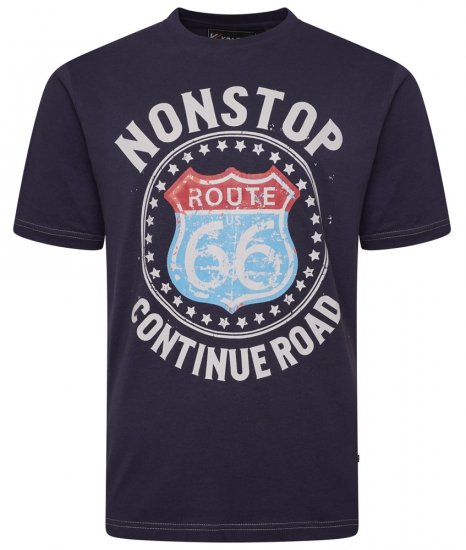 Kam Jeans 5708 Route 66 T-Shirt Navy - Majice Kratkih Rukava - Muške Majice Kratkih Rukava Veliki Brojevi 