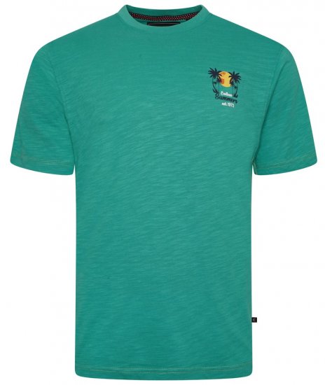 Kam Jeans 5711 Endless Summers Slub Tee With Back Print Emerald - Majice Kratkih Rukava - Muške Majice Kratkih Rukava Veliki Brojevi 