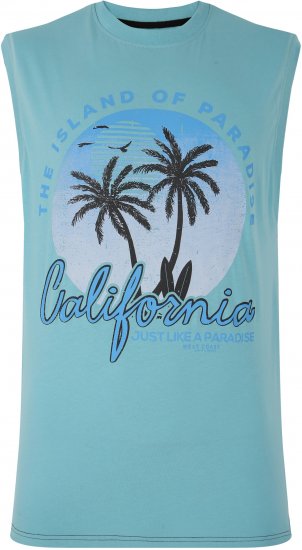 Kam Jeans 5727 California Paradise Sleeveless T-Shirt Light Blue - Majice Kratkih Rukava - Muške Majice Kratkih Rukava Veliki Brojevi 