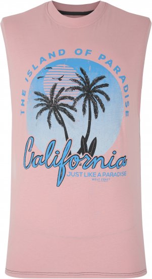 Kam Jeans 5727 California Paradise Sleeveless T-Shirt Pink - Majice Kratkih Rukava - Muške Majice Kratkih Rukava Veliki Brojevi 